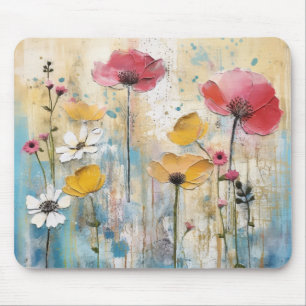 Tapis De Souris Peinture à l'huile impasto aux coquelicots pastel