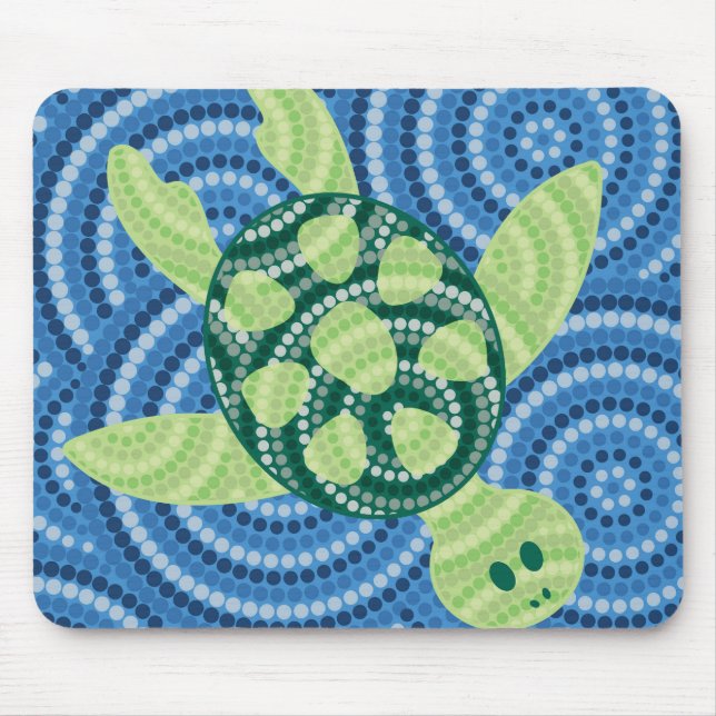 Tapis De Souris Peinture à points de tortue autochtone (Devant)