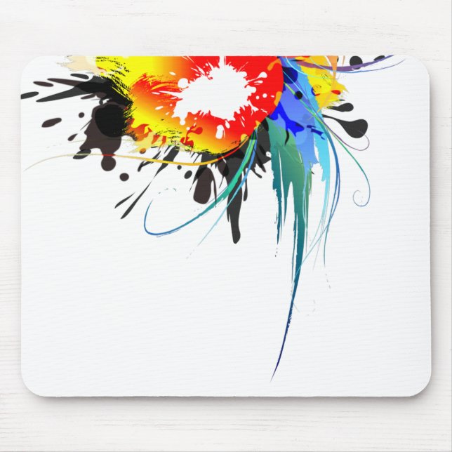 Tapis De Souris Peinture Abstraite de perroquets sauvages (Devant)
