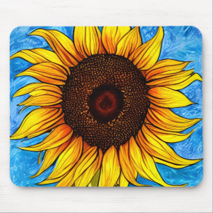 Tapis De Souris Peinture Abstraite de tournesol