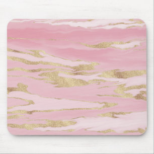 Tapis De Souris Peinture Abstraite en marbre rose or
