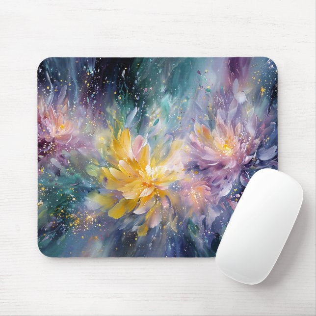 Tapis De Souris Peinture Abstraite Florale Vibrante avec Explosion (Avec souris)