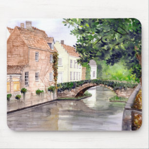 Tapis De Souris Peinture aquarelle de Bruges par Farida Greenfield