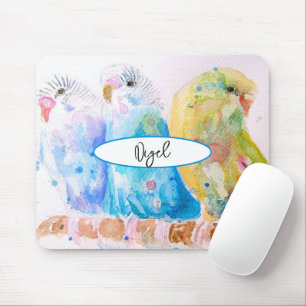 Tapis De Souris Peinture aquarelle Perruche Oiseaux perruches Fant