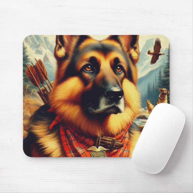 Tapis De Souris Peinture berger vintage allemande (Avec souris)