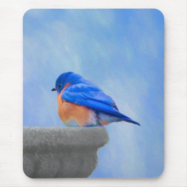 Tapis De Souris Peinture Bluebird - Art original pour oiseaux (Devant)