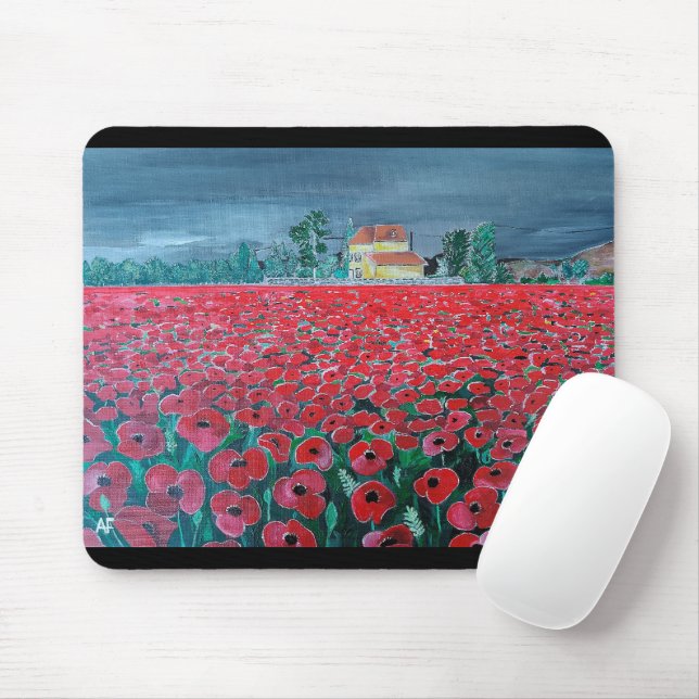 Tapis De Souris Peinture Campo de Amapolas par Alfred Fox (Avec souris)