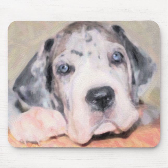 Tapis De Souris Peinture : chiot Dane (Devant)