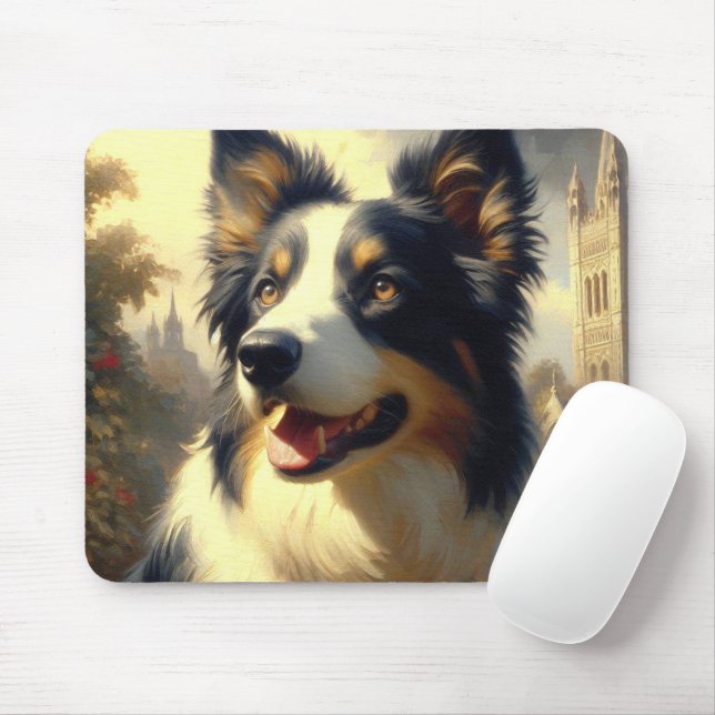 Tapis De Souris Peinture Collie vintage (Avec souris)