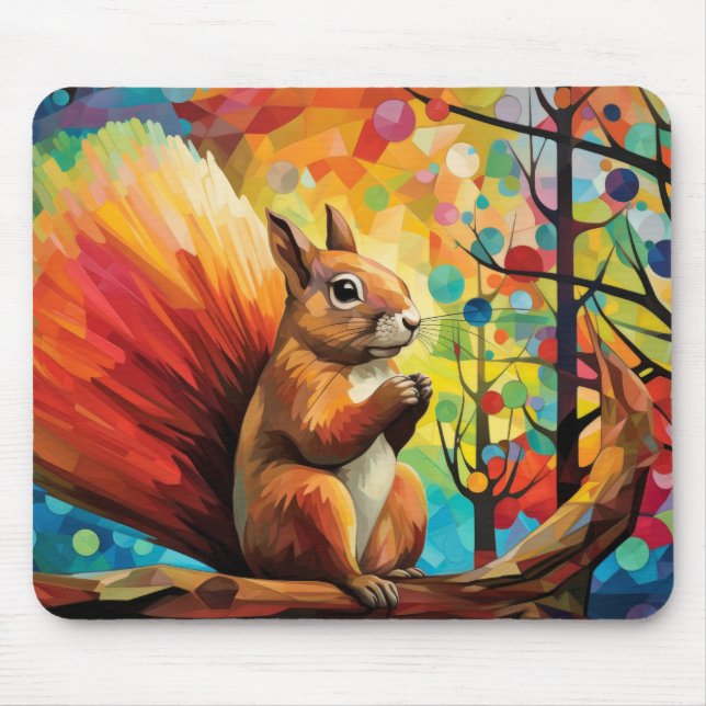 Tapis De Souris Peinture colorée de l'écureuil (Devant)