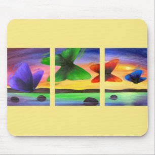 Tapis De Souris Peinture colorée de papillon - multi