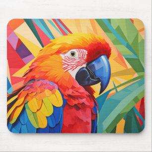 Tapis De Souris Peinture colorée d'oiseaux d'animaux de perroquets