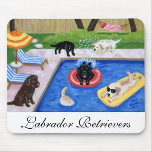 Tapis De Souris Peinture d'amusement de Labradors de réception au