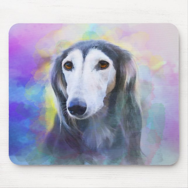 Tapis De Souris Peinture d'aquarelle de chien gris (Devant)