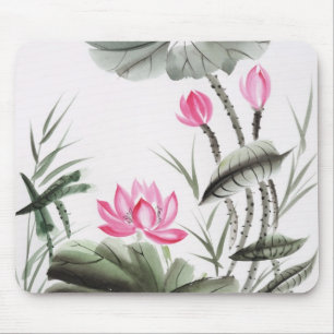 Tapis De Souris Peinture d'aquarelle de fleur de Lotus