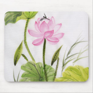 Tapis De Souris Peinture d'aquarelle de la fleur de Lotus 2