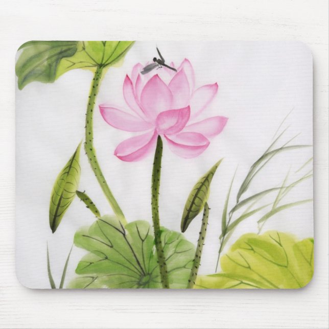 Tapis De Souris Peinture d'aquarelle de la fleur de Lotus 2 (Devant)