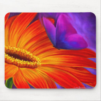 TAPIS DE SOURIS PEINTURE D'ART DE MARGUERITE ET DE PAPILLON -