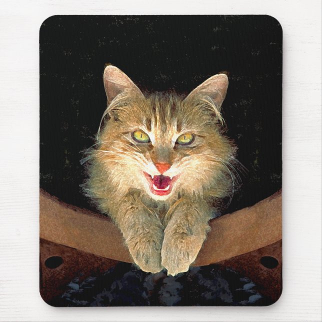 Tapis De Souris Peinture de chat Mad - Cute Original Cat Art (Devant)