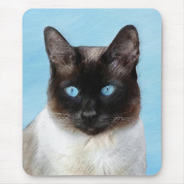 Tapis De Souris Peinture de chats de Siamese - Cute Original Cat A (Devant)