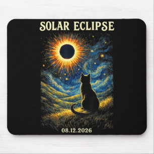 Tapis De Souris Peinture de chats d'éclipse solaire totale 2026 12