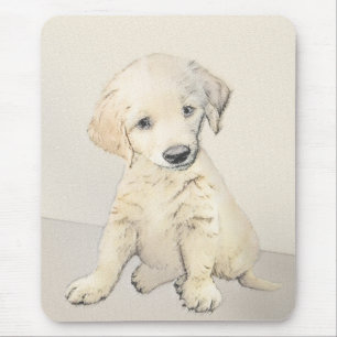 Tapis De Souris Peinture de chiot de golden retriever - art
