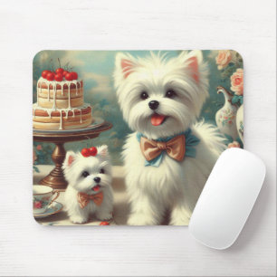Tapis De Souris Peinture de chiot maltais mignon