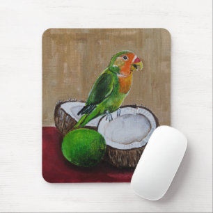 Tapis De Souris Peinture de la fête tropicale de l'inséparable par