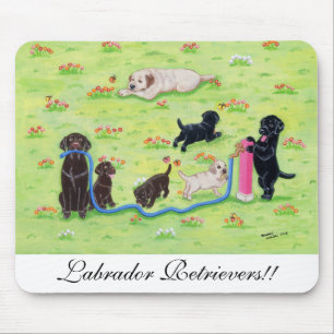 Tapis De Souris Peinture de Labradors d'amusement de ressort