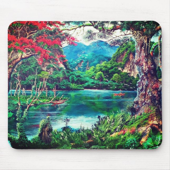 Tapis De Souris Peinture de lac vintage (Devant)