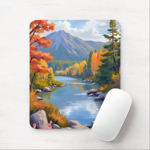 Tapis De Souris Peinture de paysage d'automne de Nouvelle-Angleter