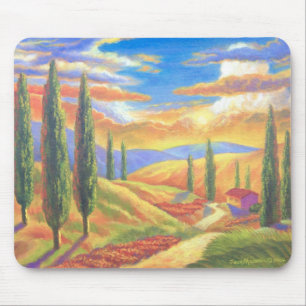 Tapis De Souris Peinture de paysage de la Toscane - multi