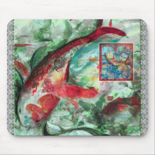 Tapis De Souris Peinture de poissons de carpe de Koi