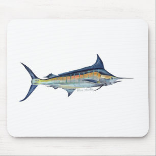 Tapis De Souris peinture de poissons de marlin bleu