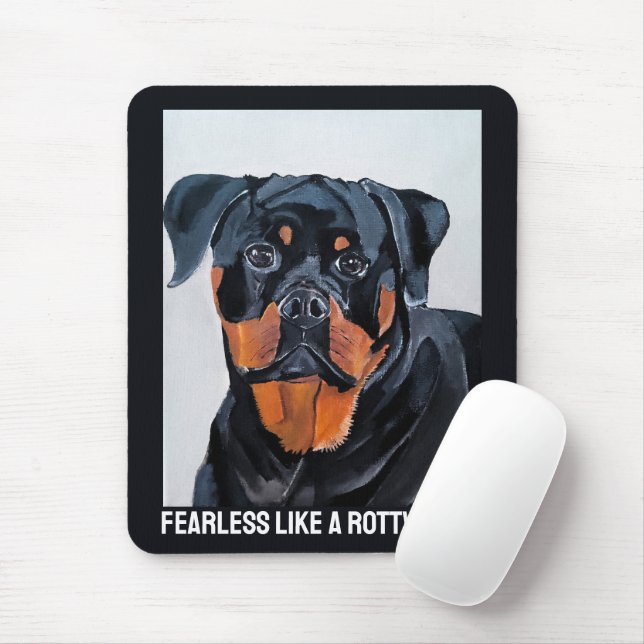 Tapis De Souris Peinture de Rottweiler par Alfred Fox (Avec souris)