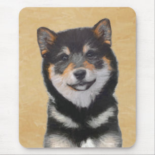 Tapis De Souris Peinture de Shiba Inu (noir et Tan) - art de chien