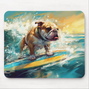 Tapis De Souris Peinture de surf sur la plage de Bulldog