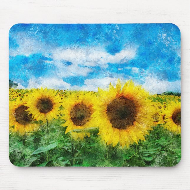 Tapis De Souris Peinture de tournesols (Devant)