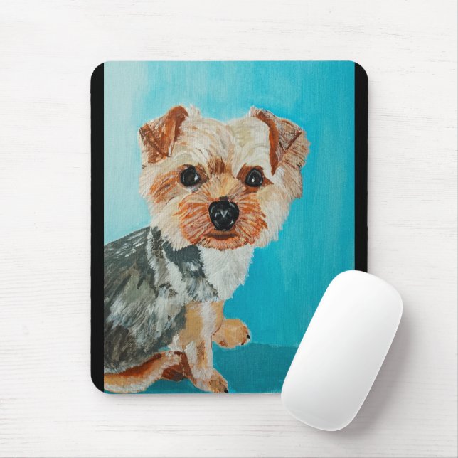 Tapis De Souris Peinture de Yorkshire Terrier par Alfred Fox (Avec souris)