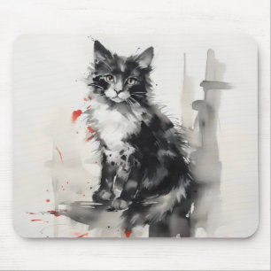 Tapis De Souris Peinture d'encre Kitten Nature