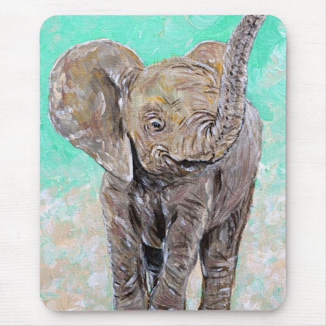 Tapis De Souris Peinture des éléphants de bébé (Devant)