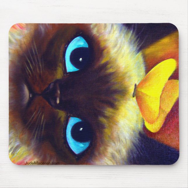 Tapis De Souris Peinture féline de chat siamois - Mousepad (Devant)