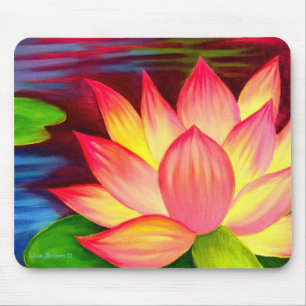 Tapis De Souris Peinture florale moderne de Lotus rose