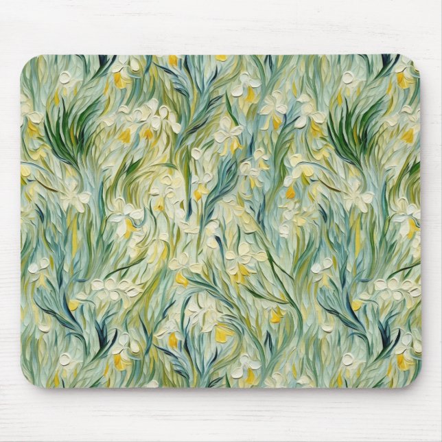 Tapis De Souris Peinture florale Starry Night d'inspiration textur (Devant)