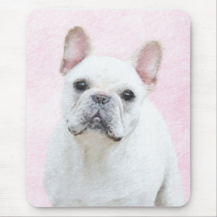 Tapis De Souris Peinture française de Bulldog (Crème/Blanc) - Art 