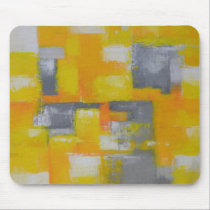 Tapis De Souris peinture gris jaune blanc abstrait