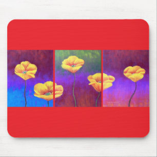 Tapis De Souris Peinture jaune de fleur de pavot - multi