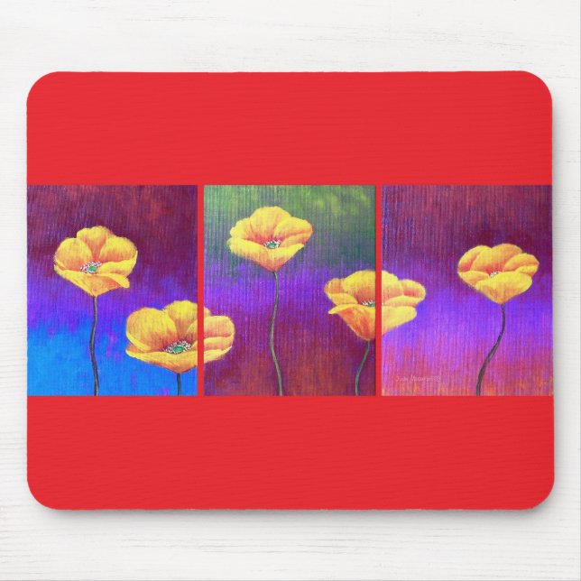 Tapis De Souris Peinture jaune de fleur de pavot - multi (Devant)