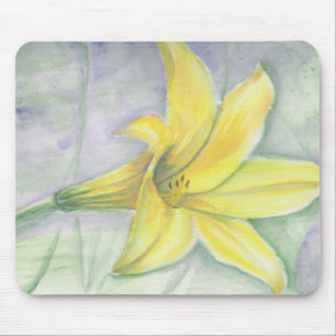 Tapis De Souris Peinture Lily jaune en acrylique