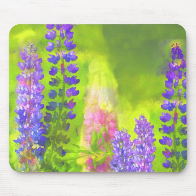 Tapis De Souris Peinture Lupine - Art Fleur Original (Devant)